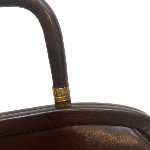 Vintage‎ Triangle New York Brown Leather Handbag Classic Style - Picture 3 of 16